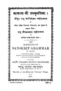 Vayakarn Ki Upakamnika by बाबू दुर्गाशंकर प्रसाद सिंह -Babu Durgashankar prasad singh