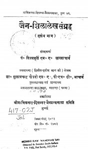 Jaina Silalekhasangraha Bhag 3  by पंडित विजयमूर्ति - Pandit Vijaymoorti