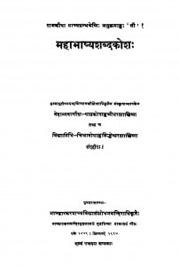 Mahabhashyashabdakosh   by श्रीधर - Shridhar