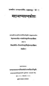 महाभाष्य शब्दकोश - Mahabhasya Shabdakosha